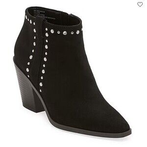 a.n.a Women's Size 11 Darlin Stacked Heel Booties 11M Black Silver